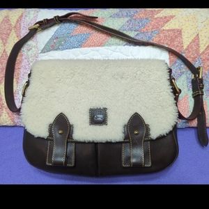 Dooney and Bourke Shearling Crossbody Shoulder Saddle Bag in Tmoro Brown